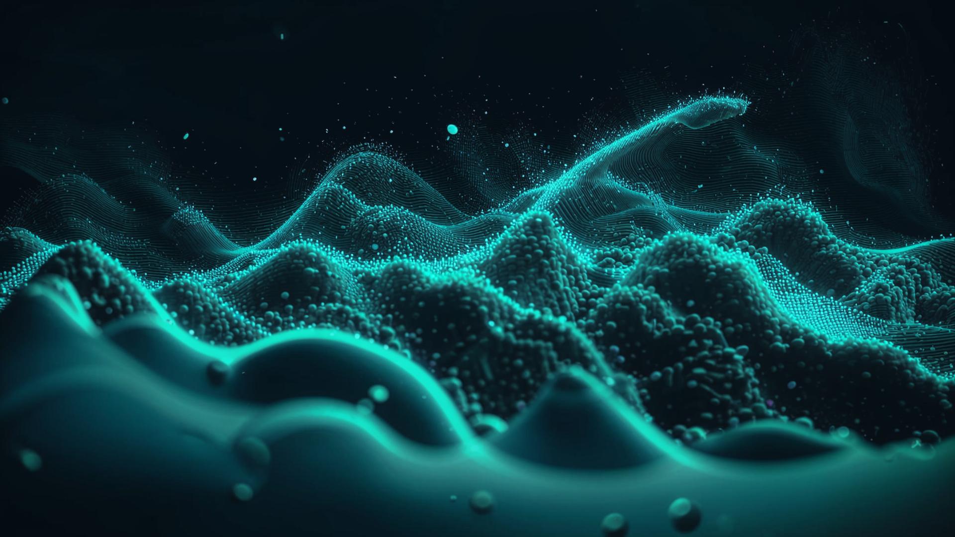 Abstract animated particle field visualizing transformation